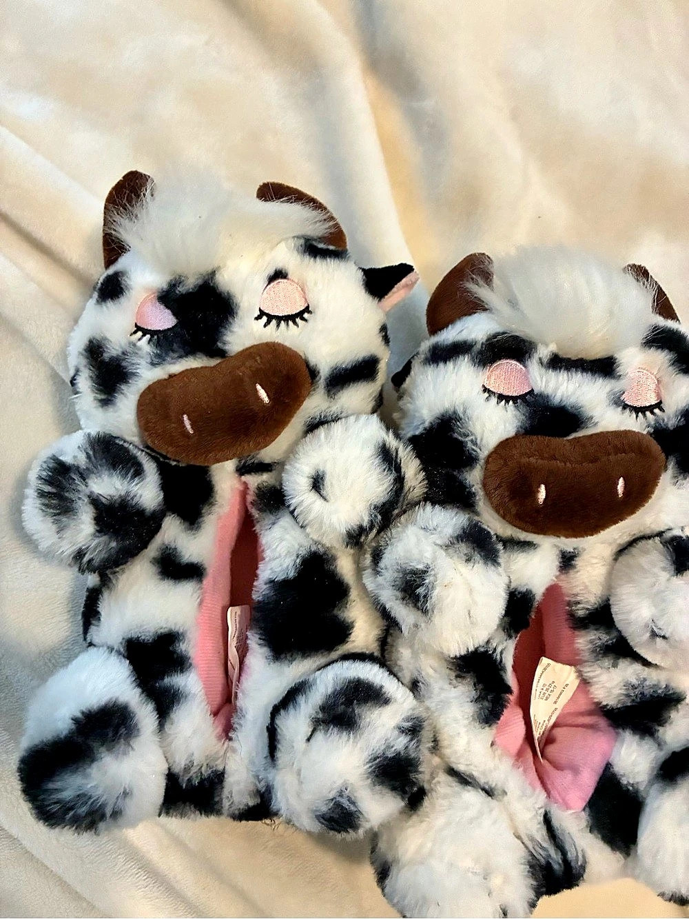 Wonder Nation Animal Adventure Cow Plush Slippers Kids 9-10